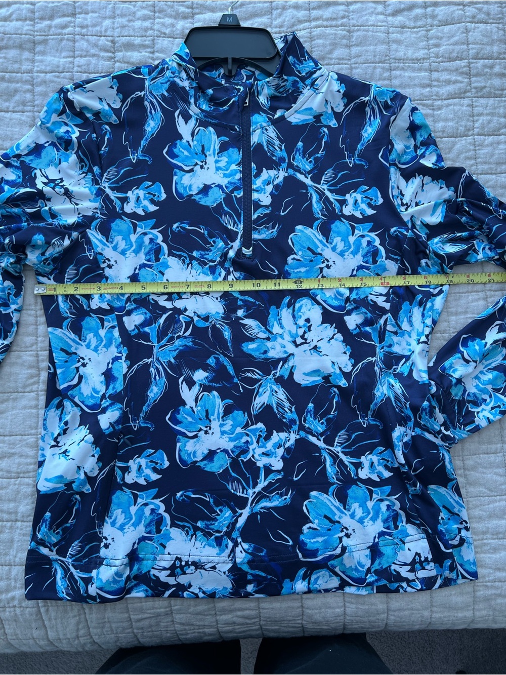 Jessica Simpson Navy and White Floral Long-Sleeve Popover